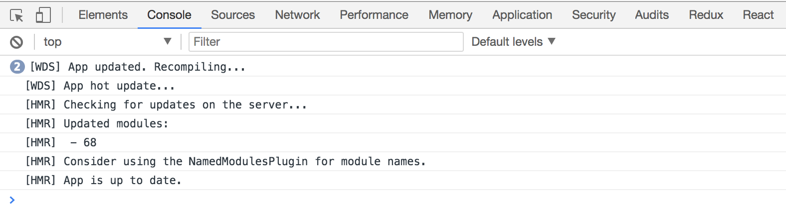 图4.5.4 模块热替换浏览器日志